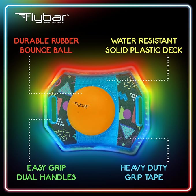 Flybar LED Pogo Trick Ball for Kids Balance Bounce Board w/Anti-Slip Deck