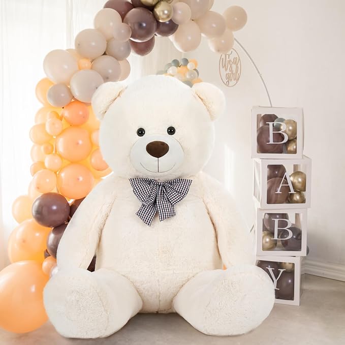 MaoGoLan Giant White Teddy Bear Stuffed Animal 6 Feet,Soft Cuddly Smiling Face Big Life Size Valentines Teddy Bear Plush Gift for Boyfriend Girlfriend,Brithday