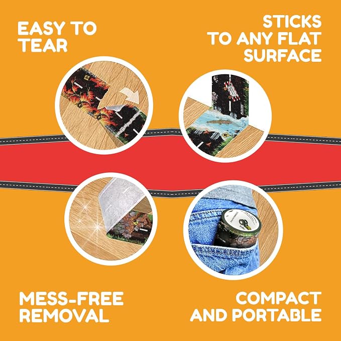 PlayTape Rescue Road Tape for Toy Cars - Sticks to Flat Surfaces, No Residue, 2-Pack of 2 in. x 30 ft. Roll
