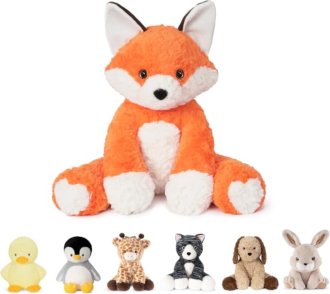 Niuniu Daddy 14" | 3.5 Pound Weighted Fox Stuffed Animal, Heavy Weighted Plushies Fox for Kids Adults, Heavy Calming Body Pillow for Sleeping, Sensory Sitting Lap Pad Toy Huggable Gift for Holiday