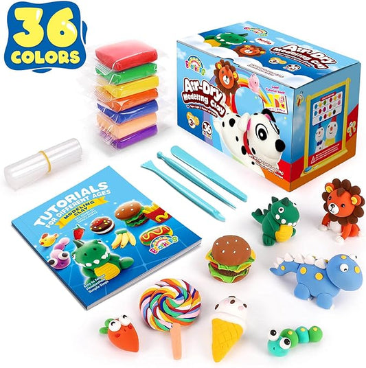 Sago Brothers 36 Colors Air Dry Clay, Soft Modeling Clay for Kids with Tools & Tutorial, Molding Clay Christmas Gifts for Kids Age 3-12, Kids Gifts for Girls and Boys, Kids Toys Crafts Kit for Girls | Soft Modeling Clay for Kids, Chrismas Birthday Gift...