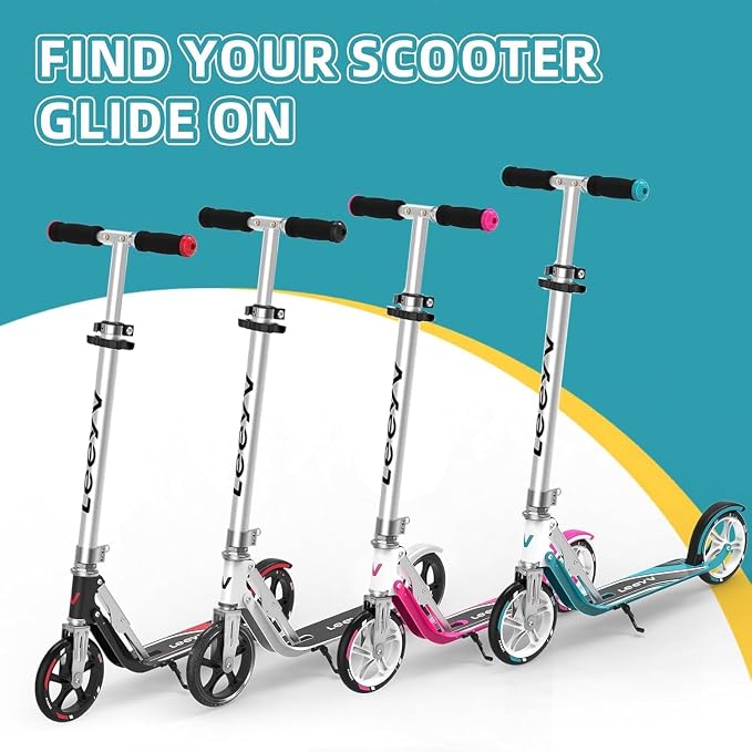 Adult Scooter with Big Wheels | Adjustable Height, Foldable Aluminum Frame | Smooth Ride for Urban Commuting and Outdoor Fun | Suitable for Teens 8-12 | 220 lbs Weight Limit