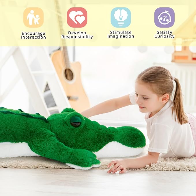 MorisMos Giant Alligator Stuffed Animal, 59" Soft Jumbo Crocodile Plush Toy for Kids, Giant Stuffed Crocodile Large Stuffed Alligator Pillow for Boys Girls Birthday