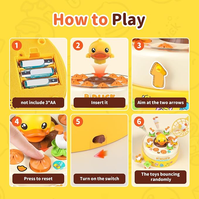 BLF FUN B.Duck Games for Kids Age 4-6, Board Games Bounce and Catch Duck Toys for Kids 4-8, Family Board Games for 5-7 Boys Girls, Birthday Gifts Christmas Party Games for Toddlers 3-5