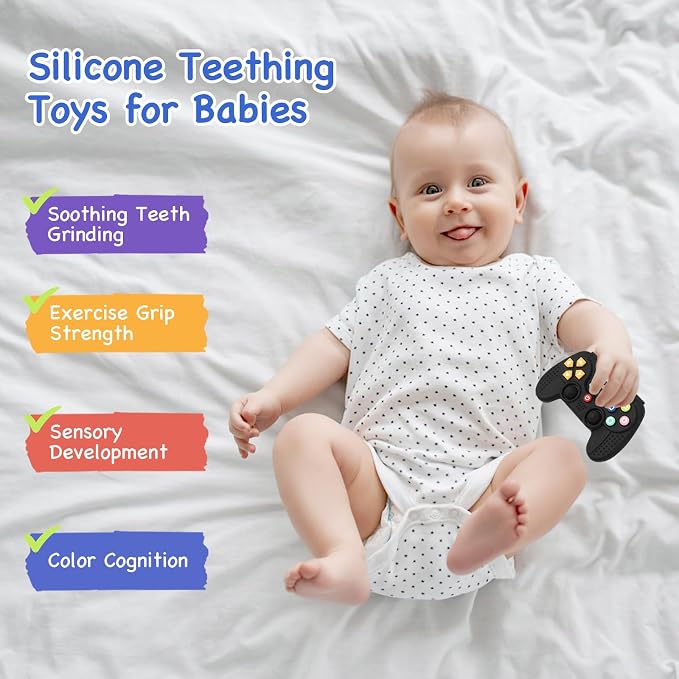 1 Pack Silicone Teethers for Babies 6-12 Months, Teething Toys for Babies 0-6 Months, Remote Teether for Baby, Sensory Toys for Babies,Toddler Infant Girl Boy Gifts