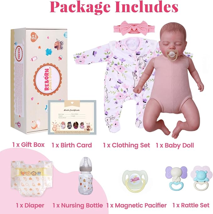 BABESIDE 20 Inch Reborn Baby Dolls Girl, Realistic Newborn Baby Doll with Poseable Body, Lifelike Baby Doll with Accessories for Girls Ages 3+, Pretend Play & Collection Gift
