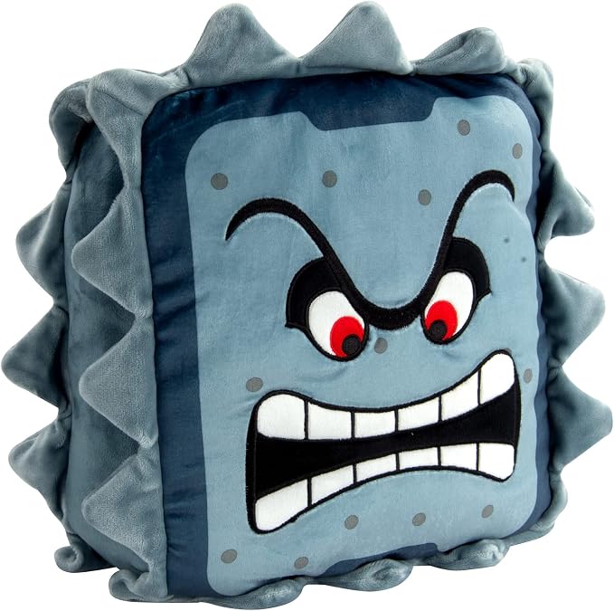 Club Mocchi Mocchi- Super Mario Plush - Thwomp Plushie - Squishy Mario Toys and Cute Stuffed Animals - Gaming Gifts and Game Room Decor - Nintendo Holiday Gifts for Kids and Teens - 13 Inch