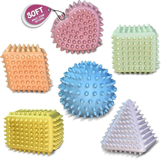 Baby Sensory Balls, Soft Spiky No-Hole Bath Toys for Toddlers 1-3 | BPA-Free Wheat Straw, Bright Colors, Soft Spiky Texture, Easy to Grip, Bath, Pool and Beach Play, 1st Birthday Boy Gifts