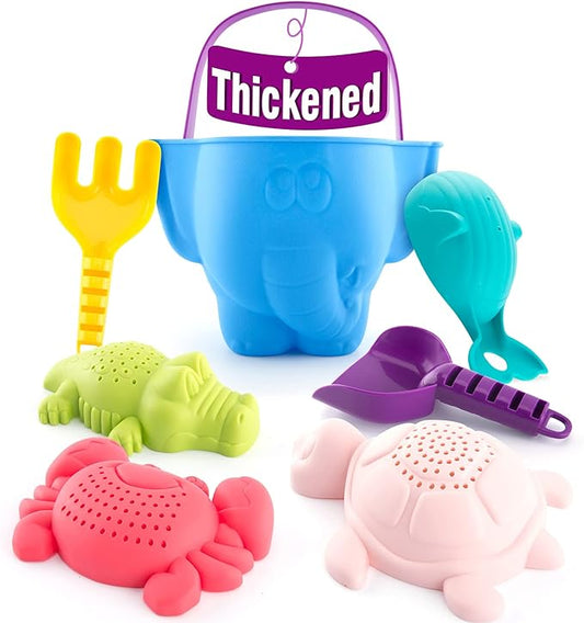 hahaland Beach Toys for Toddlers 1-3 - Sand Toys for Toddlers 1-3, Baby Bucket Rake Shovel Set, Bath Water Outdoor Toy for Boys Girls, Sandbox Toy for 1 Year Old Toddler Toys Age 1-2