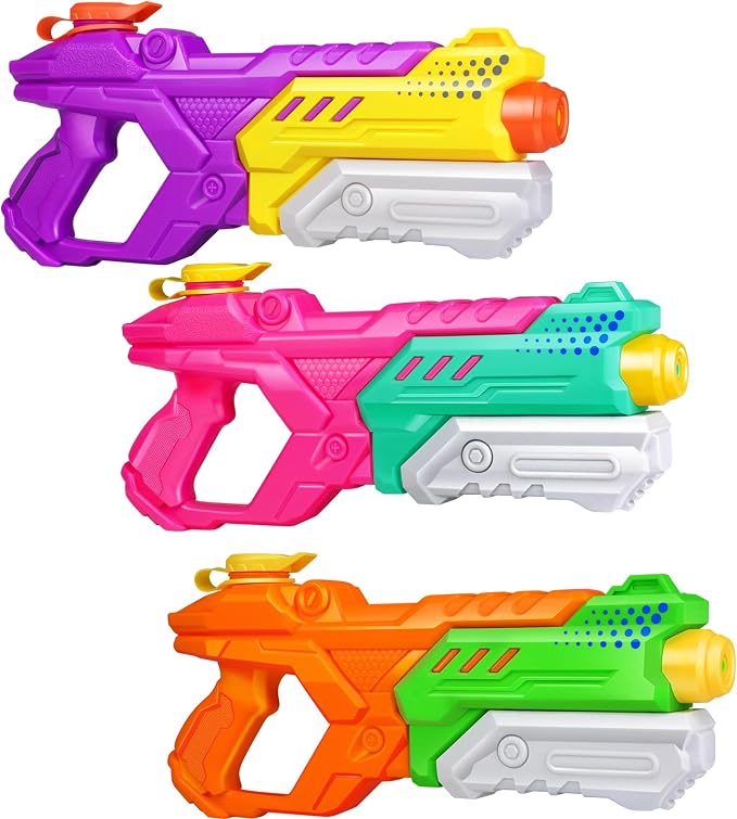 Quanquer Water Guns for Kids Adults - 600CC 3 Pack Super Squirt Water Toy Gun High Capacity Long Shooting Range Soaker Blaster for Swimming Pool Beach Outdoor Fighting Party(Orange, Pink, Purple)