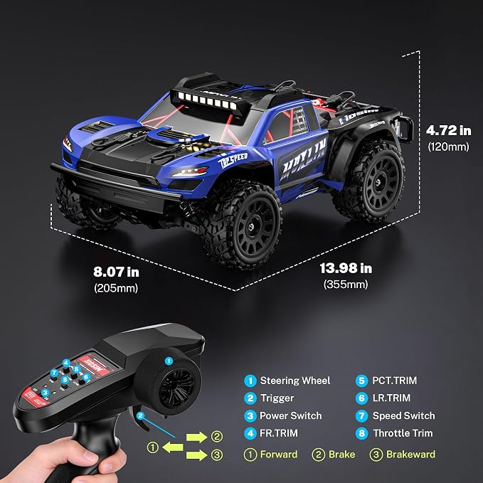 Hosim 1/14 Brushless RC Car for Adults 60KM/H, Fast Hobby RC Trucks 4WD Off Road RC Car for Kids, All Terrain Electric Remote Control Car, Waterproof RC Short Course Truck Toy Gift for Boys Age 8+