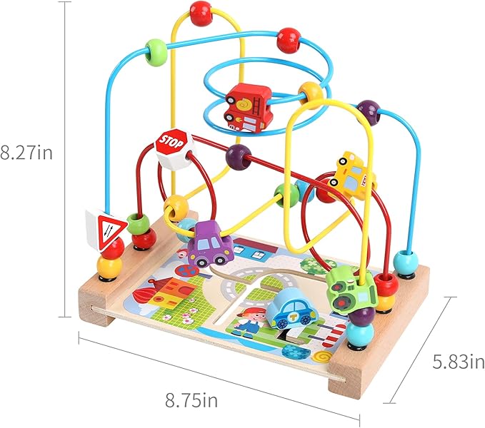 Wooden Bead Maze Toys for Toddlers, Bead Toy Colorful Roller Coaster Preschool Educational Toys Birthday Gifts for Toddlers Kids Boys Girls