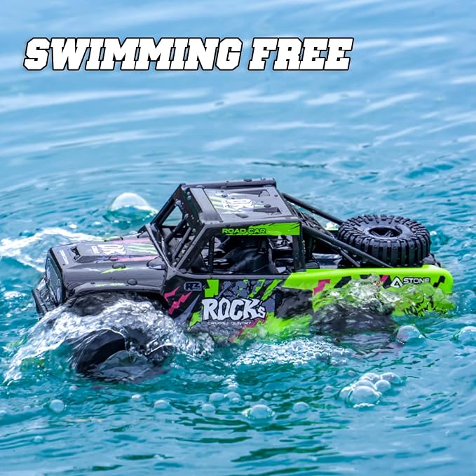 KB KAIBO Q191 1:16 Amphibious Remote Control Car - Waterproof All Terrain RC Monster Truck for Kids, 50+ Min Play with 2 Batteries, 2.4Ghz 4WD Off-Road Toy for Boys Girls 6-12+ (Gift Idea)-Blue