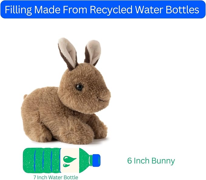 The Petting Zoo Rabbit Stuffed Animal Plushie, Gifts for Kids, Wild Onez Babiez Wildlife Animals, Brown Bunny Plush Toy 6 inches