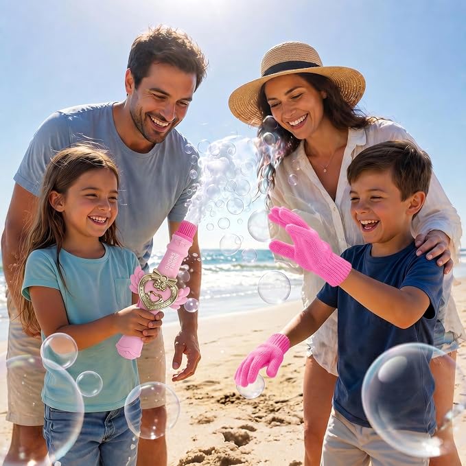 Fog Bubble Machine, Rechargeable Automatic Electric Smoke Bubble Machine, Magic Interactive Fog Bubble Maker with Smoke, Colorful Lights & Music, Bubble Fog Game for Parties Gift (Pink 2)