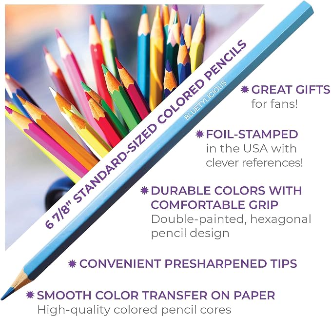 PunLabs Shades of Bey Colored Pencil Set for Adults – 12 Beyoncé-Inspired Parody Pencils with Clever Foil-Stamped Names, Soft Core Colored Pencils, Ideal Beyoncé Merch & Beyoncé Gifts for Fans