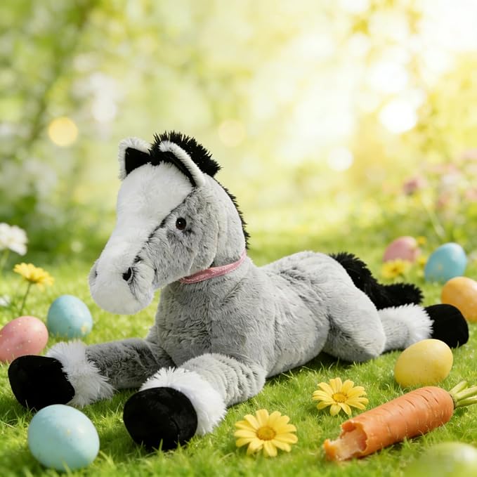 MaoGoLan Giant Horse Stuffed Animal Plush Toy, Large Horse Pony Stuff Plush Body Pillow Gift for Kid Girl Boy Birthday Gift Easter Baby Shower Party Decor (Gray, 47")