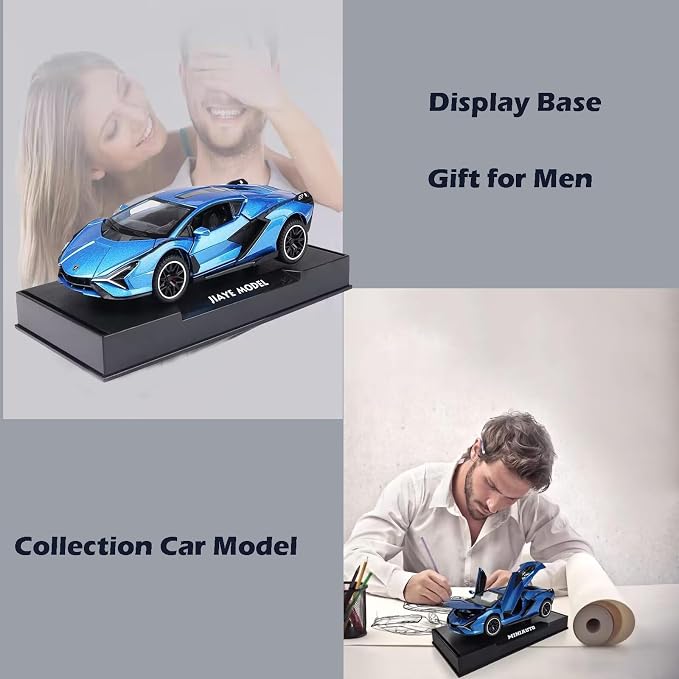 Lambo Toy Car Sian FKP3 Die-Cast Car Model with Lights and Sound Pull Back Toy Car for Boys Age 3 4 5 6 + Year Old (Blue)