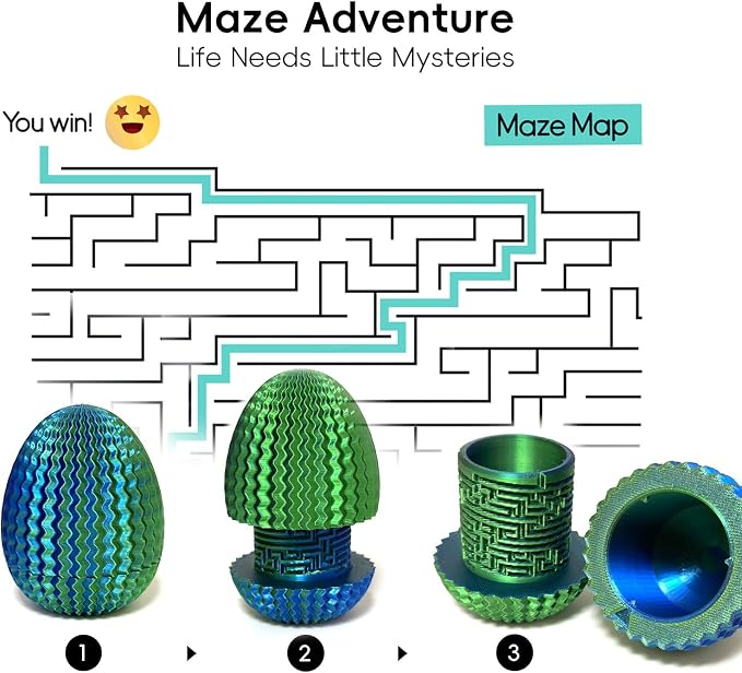 Money Puzzle Box for Cash Gift Card Holder - Reusable Secret Safe with 4 Unique Maze Egg Designs, 3D Printed Brain Teaser Game for Teens Adults, Easter Birthday Christmas Stocking Stuffer