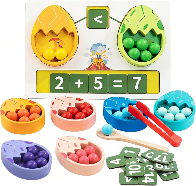 Kids Learning Toys Set, Montessori Math Game for Toddlers, Number Counting Toy Color Sorting Activities, STEM Toys for Preschool 3+ Boys Girls Birthday Gift