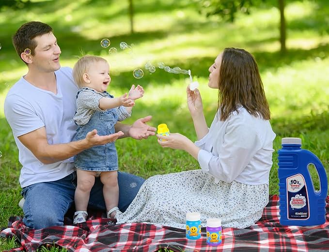 16 oz Concentrated Blue Bubble Solution Bottle with Handle, Refills up to 1.25 Gallons, Non-Toxic Concentrated Solution for Bubble Machines, Giant Bubble Wands, Bubble Gun and Blowers (2-Pack)