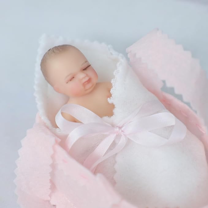 4inch 10CM Mini Platinum Silicone Reborn Baby Doll, Tiny Full Body Silicone Baby Dolls for Stress Relief, Decoration, Gifts, Collectible