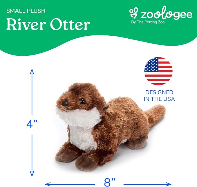 The Petting Zoo River Otter Stuffed Animal Plushie, Gifts for Kids, Scoopz Wildlife Animals, Otter Plush Toy 8 Inches