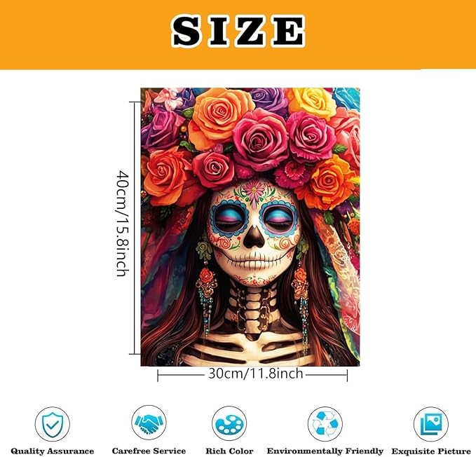 Paint by Numbers for Adults and Kids Beginner, 9 Piece Skull Painting by Number Kits On Canvas, Number Artist Paint by Number Kit DIY Halloween Oil Painting Acrylic Paints, Home Wall Decor Gift12X16in