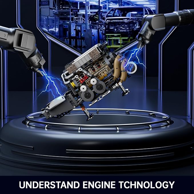 Mould King W16 Engine Kits that Runs, Build Your Own Twin V8 Engine, Visible Car Motor Blocks Set, Physical Science Experiment Models for Teens, Best STEM Toy Gifts for 14+ and Adult 10131 (952 Pcs)