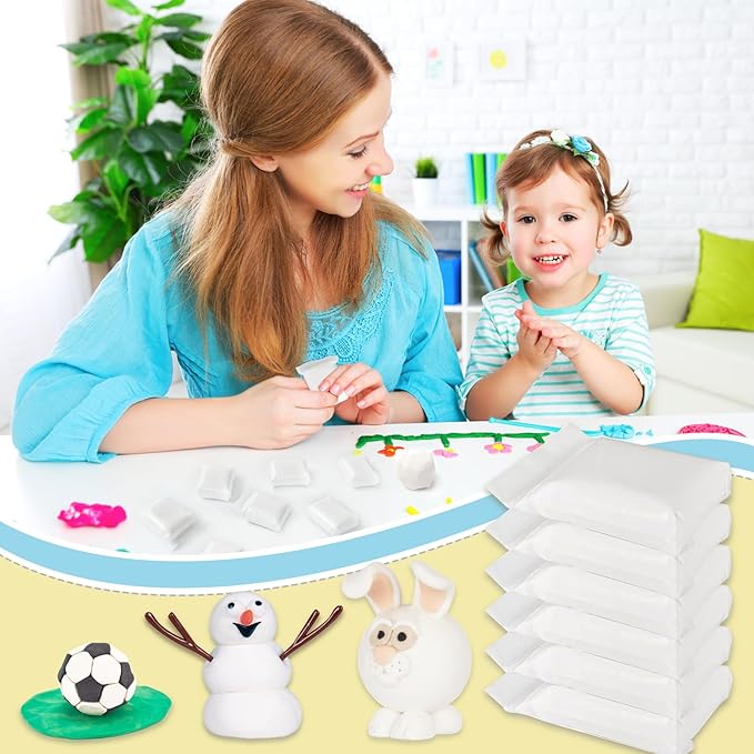 50 Pack White Air Dry Foam Clay,Soft Magic Modeling Clay,Super Light Air Dry Clay for Kids,Arts Craft,Gifts