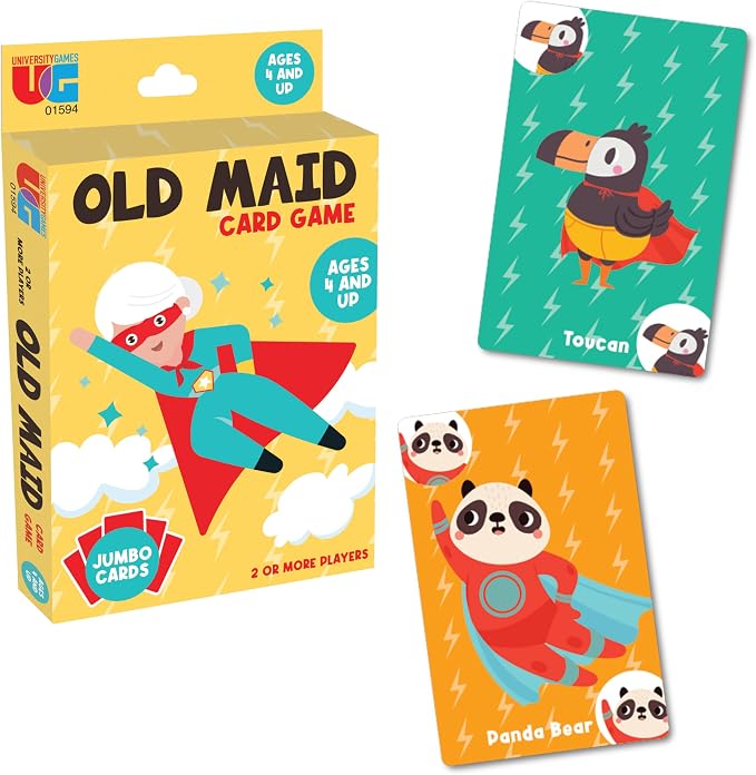 University Games Old Maid Card Game - Jumbo Size, Colorful Character Cards for Kids Ages 4 and Up, Fun Family and Educational Game