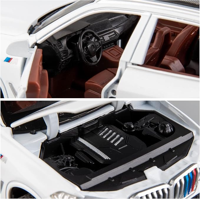 BDTCTK 1:32 Comapatible for X5 SUV Model Car Toy, Zinc Alloy Pull Back Toy car with Sound and Light for Kids Boy Girl Gift(White)
