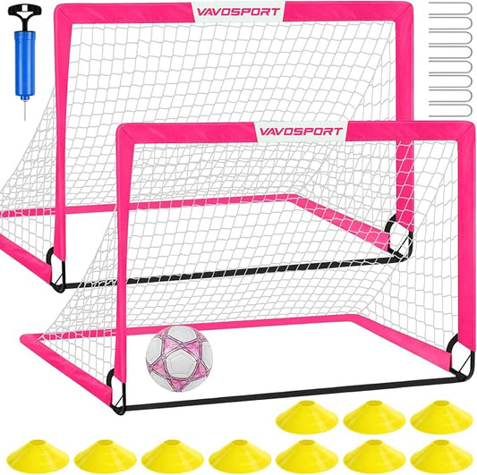 Kids Soccer Goals for Backyard Set - 2 of 4' x 3' Portable Soccer Goal Training Equipment, Pop Up Toddler Soccer Net with Soccer Ball, Soccer Set for Kids and Youth Outdoor Games, Sports, Play