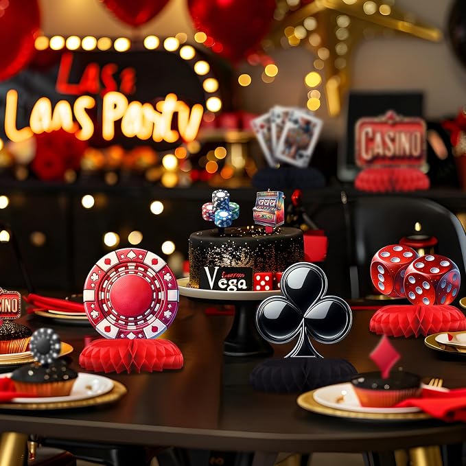 12 Pack Casino Table Decorations - Casino Party Decorations for Adults' Birthday and Themed Events - Casino Table Toppers