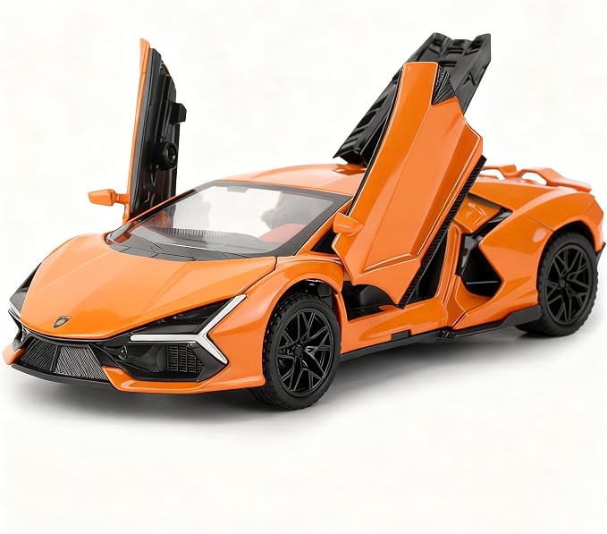 BDTCTK 1/32 Comapatible for Lamborghini ‌Aventador LP700-4 Model Car, Zinc Alloy Diecast Pull Back Toy Cars with Sounds and Lights Vehicles for Kids Boy Girl Gift (Orange)