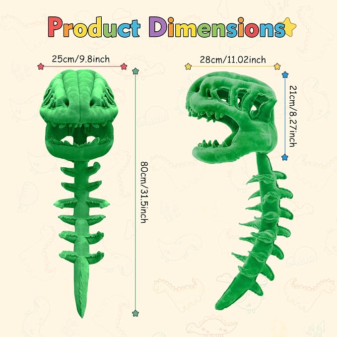 Dinosaur Skeleton Costume, Wearable Spinosaurus Skull Mask & Spine, Silly Dino Skeleton Halloween Costumes Outfit
