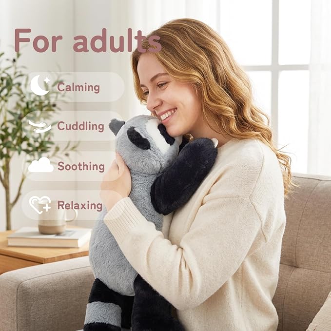 Niuniu Daddy 20" 3.3lb Raccoon Weighted Stuffed Animal forKids and Adults, Soft Sensory Plush Body Pillow for Calming Support, Large Animal Toy for Everyday Comfort
