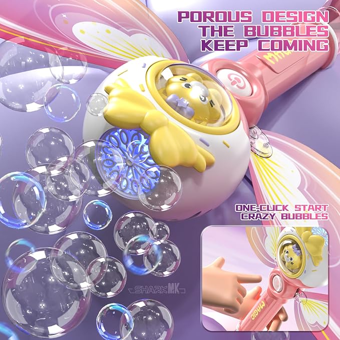 Princess Bubble Wands for Kids Girls - Bubble Machine LED Light Automatic Bubble Toys, Girl Stuff Outdoor Party Toys for Toddlers, Birthday Gift for 3 4 5 6 7 8 Year Old Girls