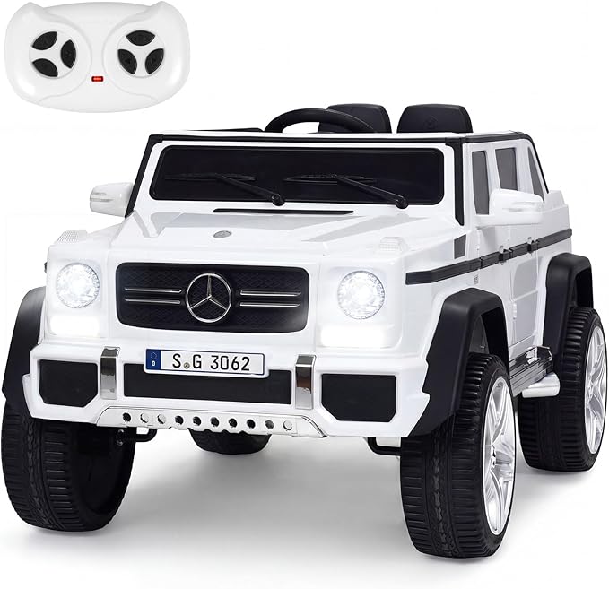 Costzon Ride on Car, Licensed Mercedes-Benz Maybach, 12V Battery Powered Vehicle Toy w/ 2 Motors, Remote Control, 3 Speeds, Lights, Horn, Music, Aux, Storage, Truck, Electric Car for Kids (White)