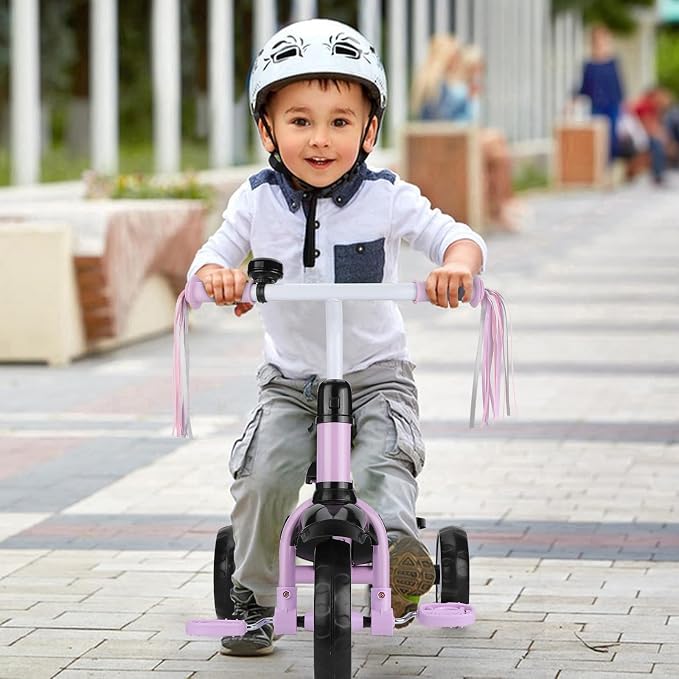 Liberry Toddler Tricycle Age 2 3 4 Years Old, Kids Trike with Bell, Back Basket and Removable Pedal, 3 Wheel Bike Riding Toy Gift for Girls, Purple