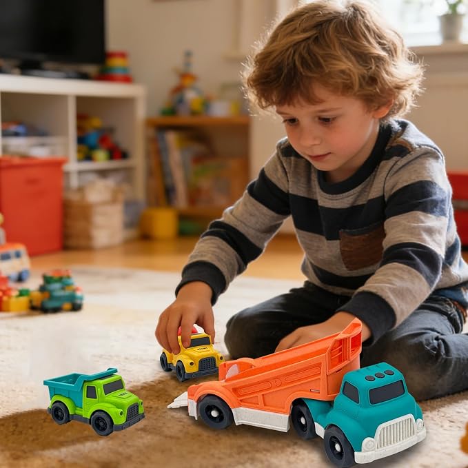 Aigitoy 3 in 1 Toddlers Truck Toys for 1 2 3 4 Year Old, Truck Set Includes Dump Truck, Mixer Cement, No BPA, Phthalates, PVC, Birthday Xmas Gifts for Toddlers,Outdoor Toys for Kids