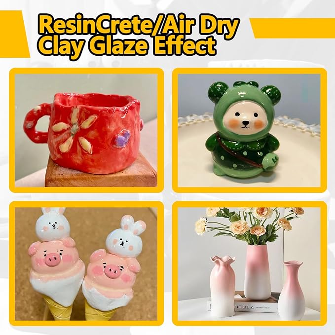 Air Dry Clay Glaze, 502ml Clay Varnish for Air Dry Clay/Polymer Clay Sealer, ResinCrete, Varnish for Pottery&Acrylic Paint, Waterproof & Stain Resistant, Design for Air Dry Clay Pottery (Gloss,17OZ)