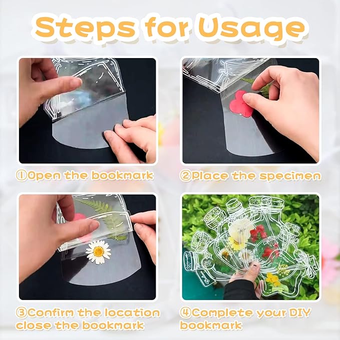 Kaluofan Dried Flower Bookmarks Kit, 20Pcs Large Size DIY Bookmarks Maker, Handmade Transparent Beautiful Flower Page Markers