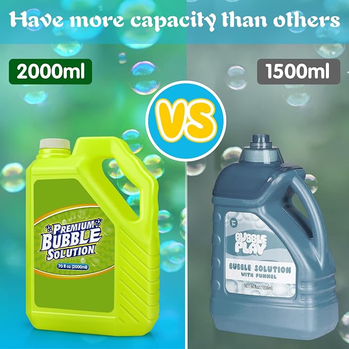 Bubble Solution Refill - 70 OZ Premium Bubbles Refill for Bubble Machine, Wand, Gun, Blower at Easter, Valentine Bubbles Party Favors - Toy Bubbles for Kids Toddlers Boys Girls