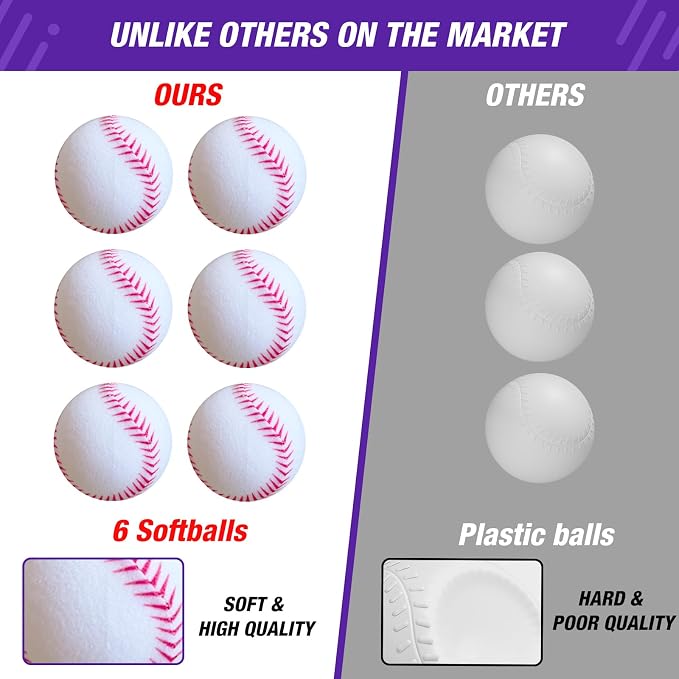 HYES Baseball Set - 3 Ways to Play, Adjustable Height, Easy to Assemble, Safe & Sturdy, Ideal Sport Gift for Kids