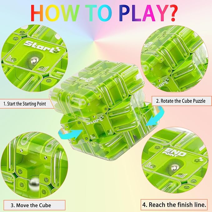 Puzzle Maze Cube for Adults & Kids, 3D Labyrinth Magic Brain Teaser Game, Educational Sensory Learning Toys Birthday Gift for 5 6 7 8 12+ Years Old Boys Girls（Orange）