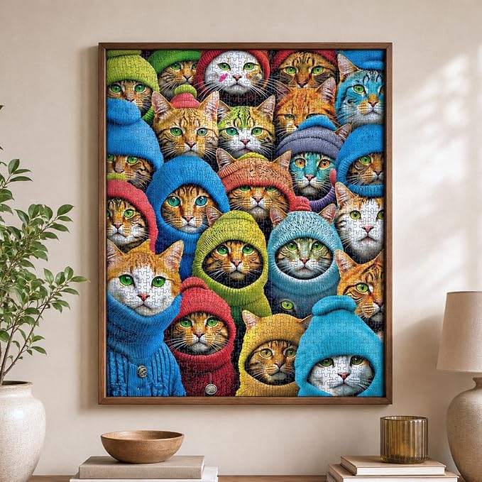 Cross & Glory | 1000 Piece Jigsaw Puzzles for Adults | Whiskered World: A Kitty Kaleidoscope | Cat Jigsaw Puzzle | Satin Finish 1000 Piece Puzzle for Adults Cats | Ages 14+