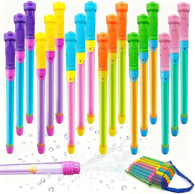 Water Guns with Mesh Bag, 18 Pack Long Range Water Blaster for Kids Adults (Up to 40 FT), Squirt Guns Pool Toys for Summer Outdoor Beach Party Water Fight Fun