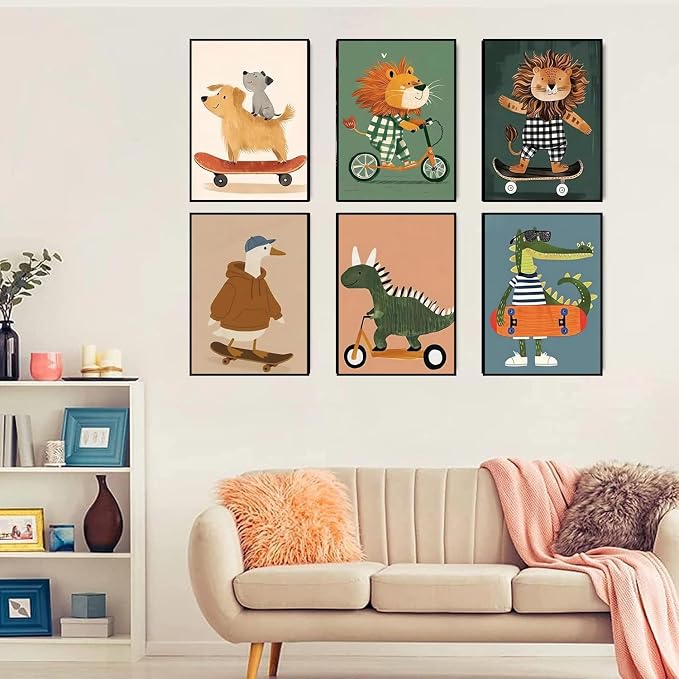 Paint by Numbers for Adults and Kids Beginner, 9 Pack Funny Cute Cartoon Animal Painting by Number Kits On Canvas, Number Artist Paint by Number Kit DIY Oil Painting, Home Wall Decor Gift 9.5X12 inch