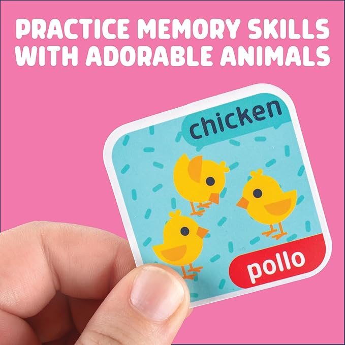 Chuckle & Roar Animals & Babies Memory Game - 52 Tiles, Bilingual, Ages 3+ - Parent & Baby Animal Matching - Preschool Games for Focus - Travel Toys for Toddlers 3-5